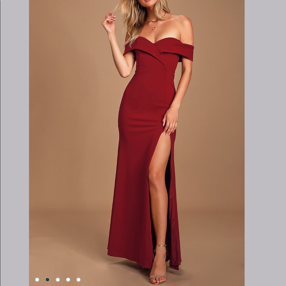 Song of love wine red off-the-shoulder maxi dress